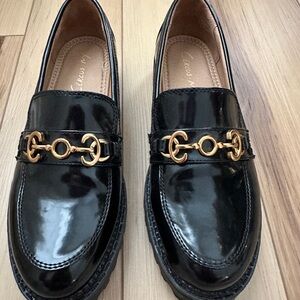 Circus by Sam Edelman Black Loafers with Gold Accents
